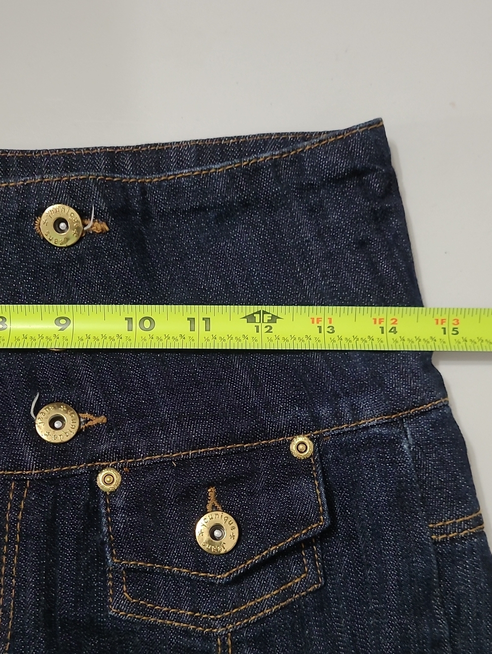 VINTAGE Younique High-Waist Wide Leg Y2K Jeans with Gold Button Detail size 9 - Picture 8 of 11